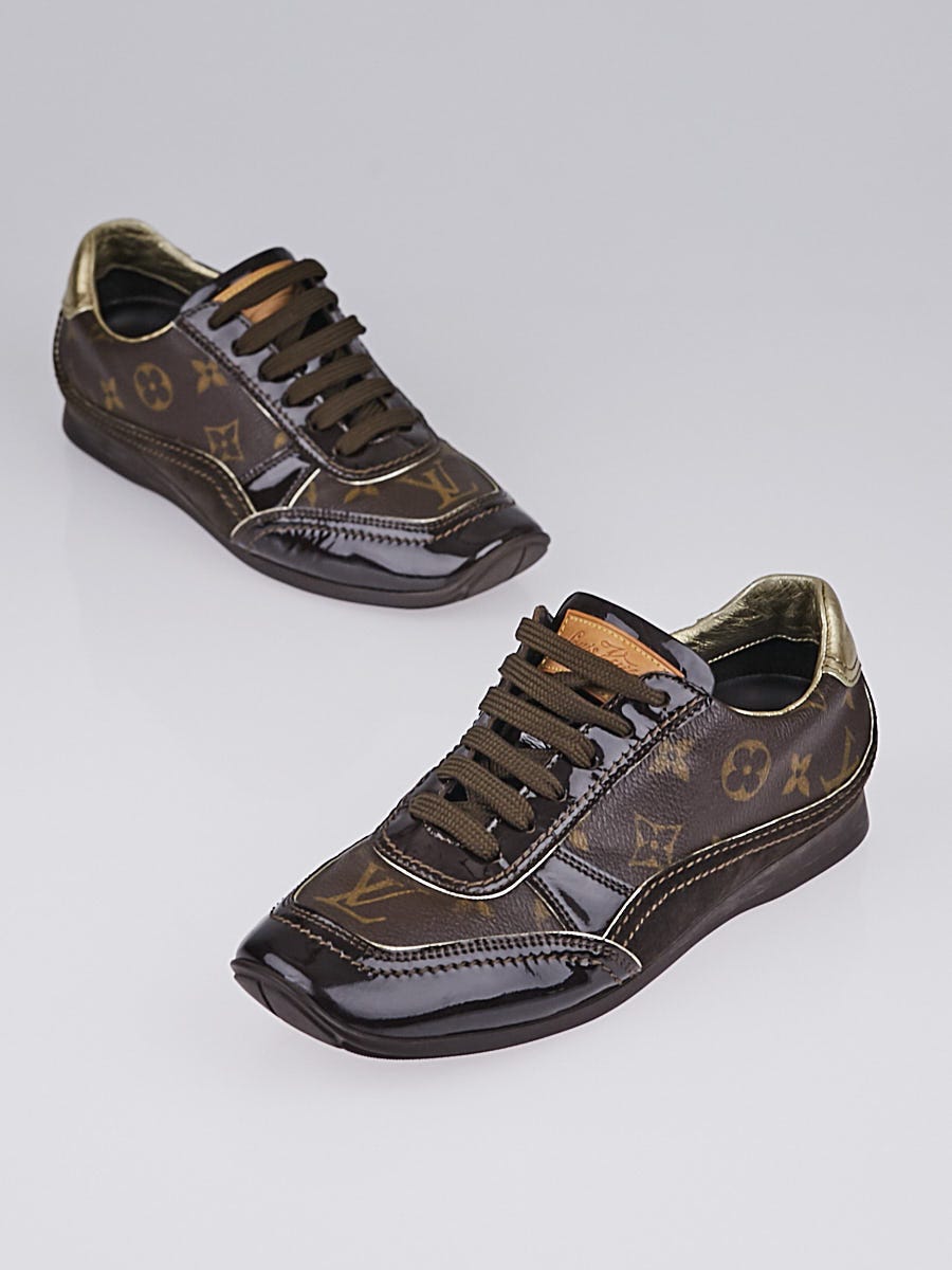 Authentic Louis Vuitton Brown Monogram Leather Shoes on sale at