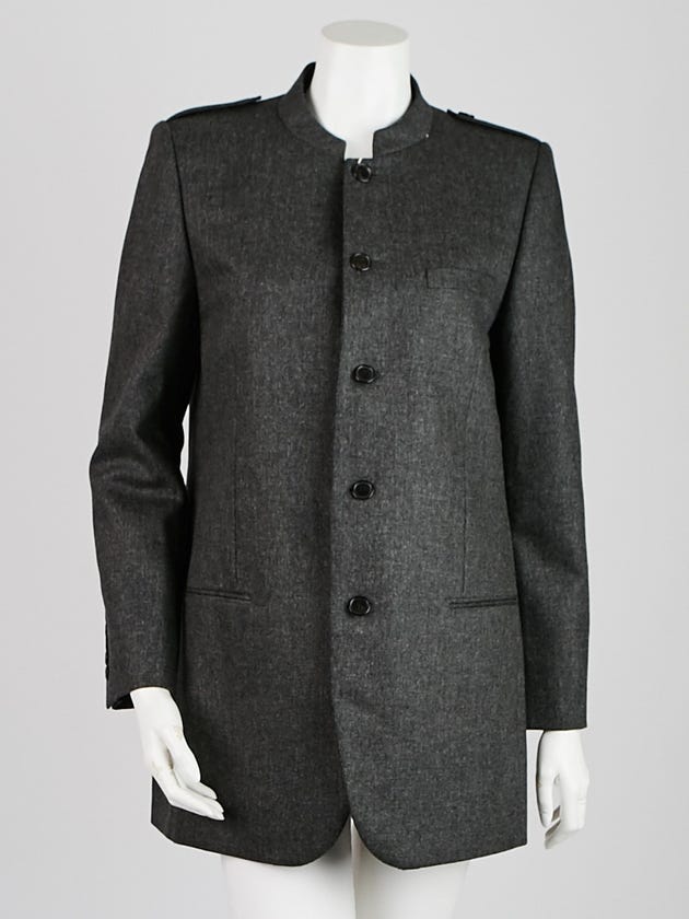 Yves Saint Laurent Dark Grey Wool Long Blazer 10/42