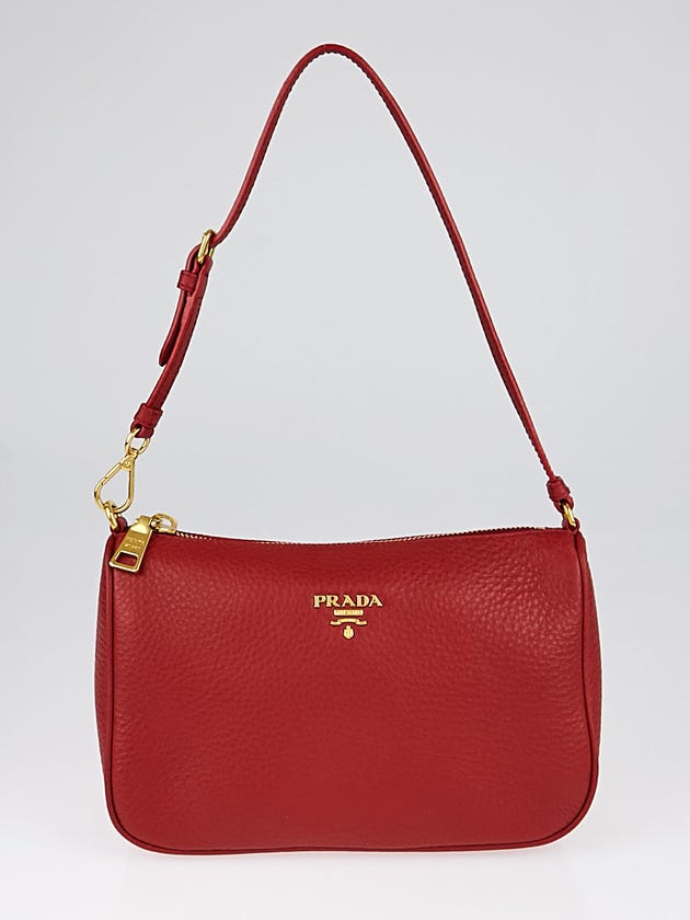 Prada Rosso Vitello Daino Leather Pochette Bag 1N1620
