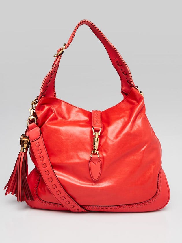 Gucci Red Leather New Jackie Large Shoulder Bag