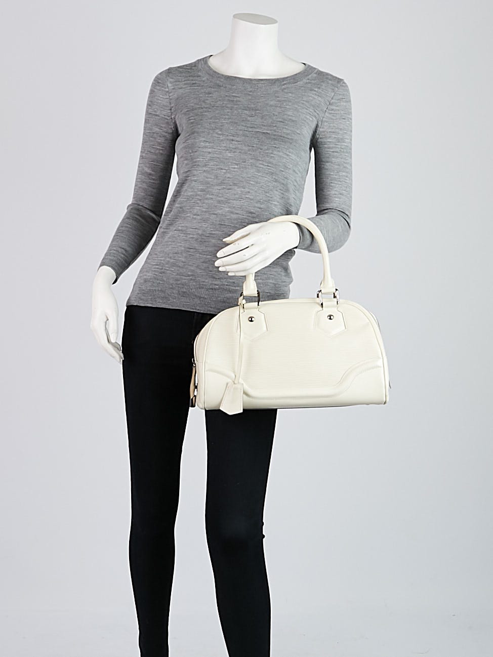 Louis+Vuitton+Montaigne+Top+Handle+Bag+PM+Ivory+Epil+Leather for sale  online