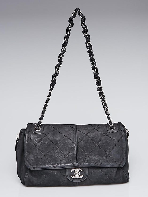 Chanel Black Quilted Leather Ultimate Stitch Side Zip Flap Bag