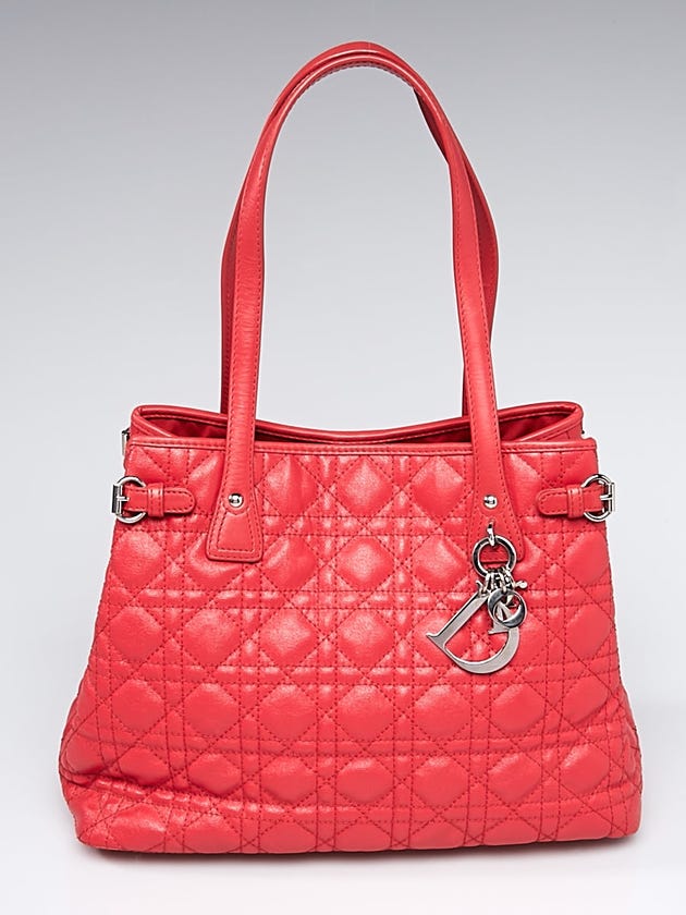 Christian Dior Red Cannage Quilted Coated Canvas Small Panarea Tote Bag
