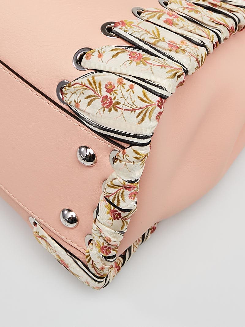 Fendi Baby Pink Leather and Ribbon Whipstitch Medium