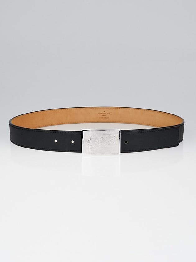 Louis Vuitton Black Leather Travelling Requisites Belt Size 80/32