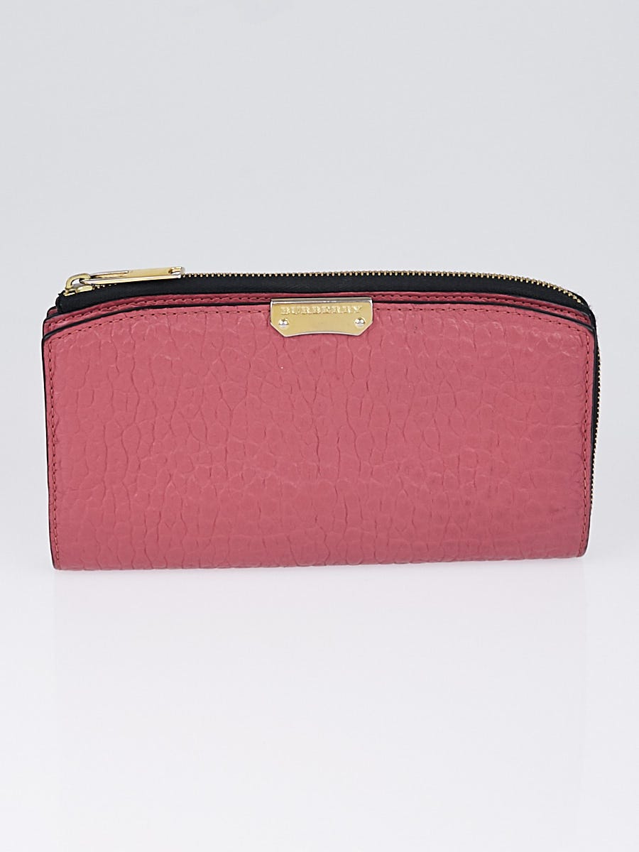 Burberry Monogram Leather Continental Wallet in Pink