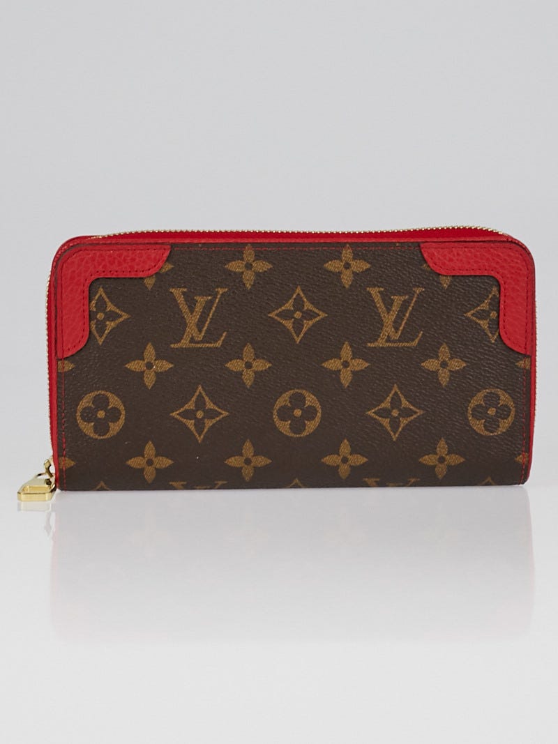 Louis Vuitton Retiro Monogram Zippy Wallet Brown,Red