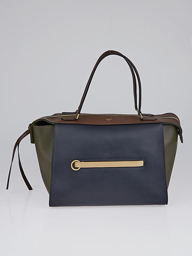 Celine Navy Blue Tri-Color Leather Small Ring Bag