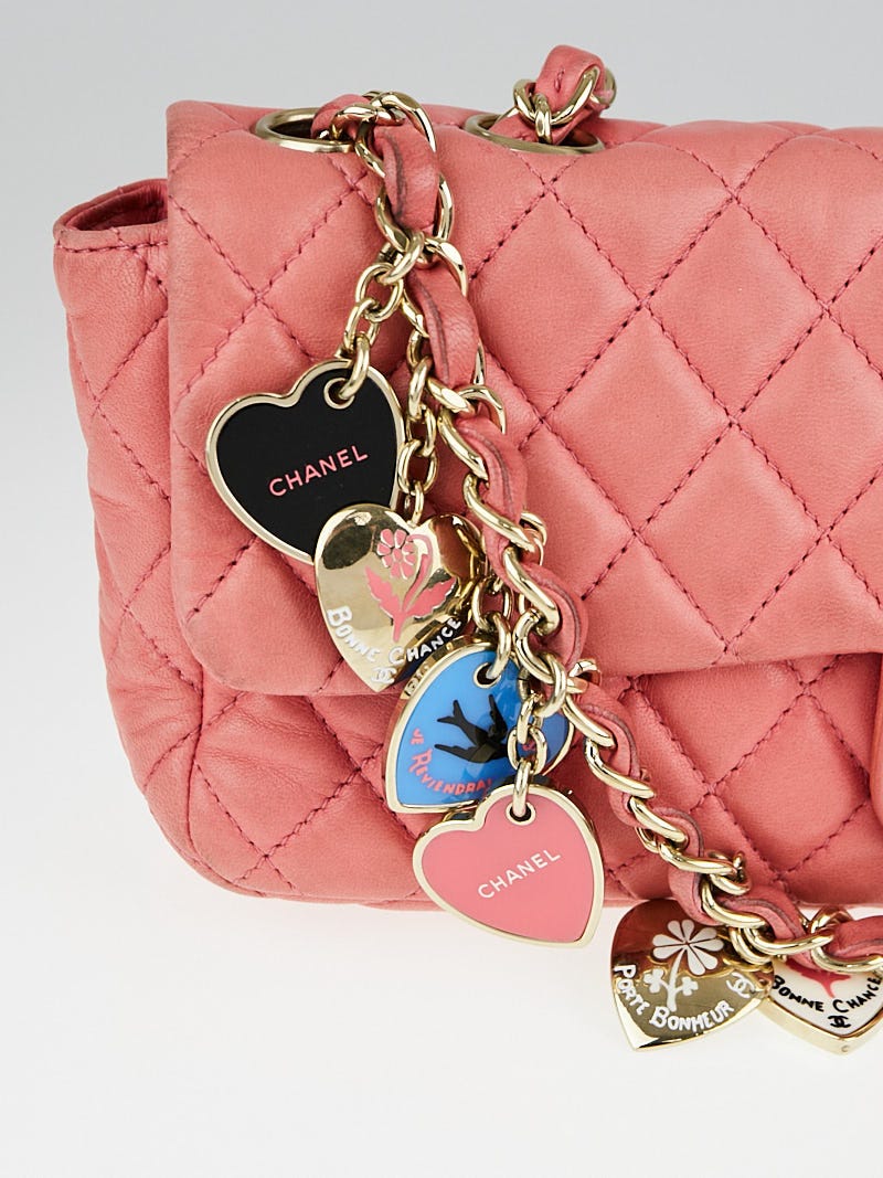 Chanel Pink Quilted Lambskin Leather East/West Valentine Flap Bag