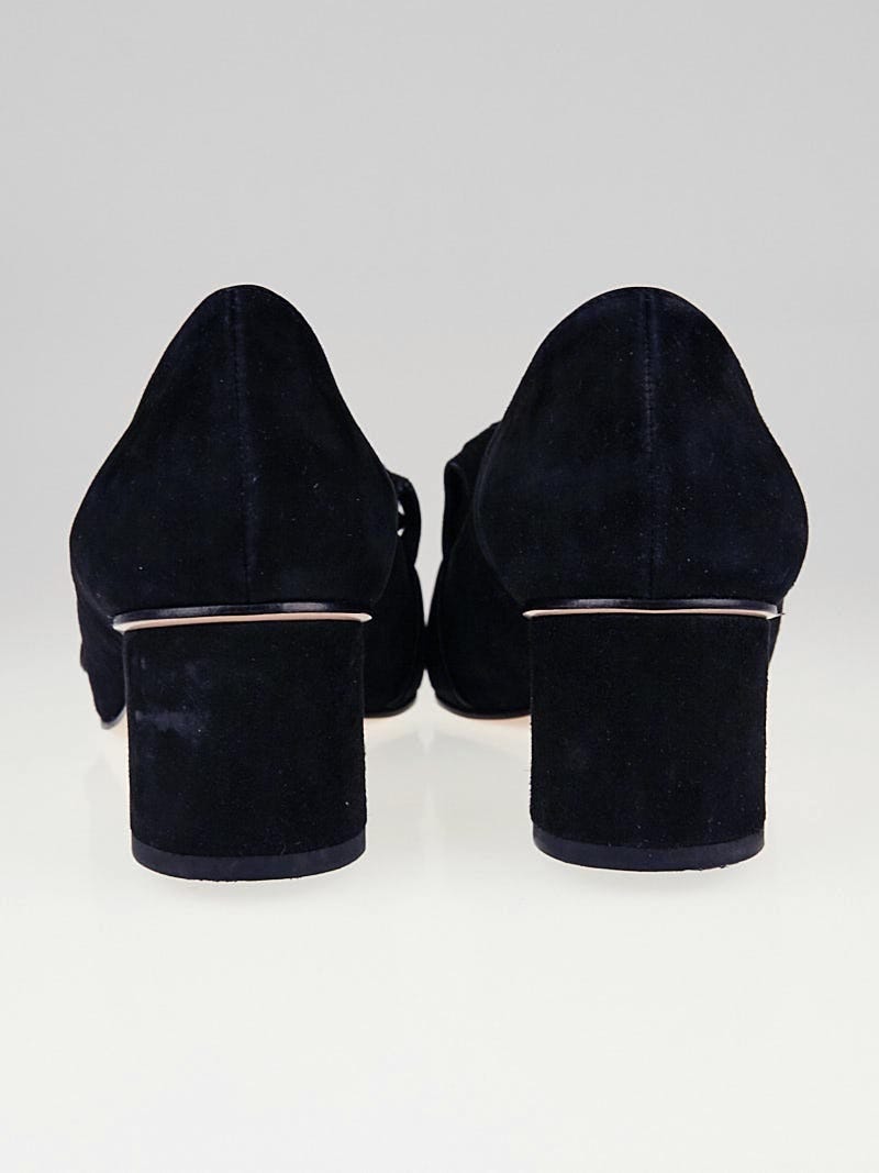 Gucci Black Suede Marmont Mid-Heel Loafers Size 6.5/37