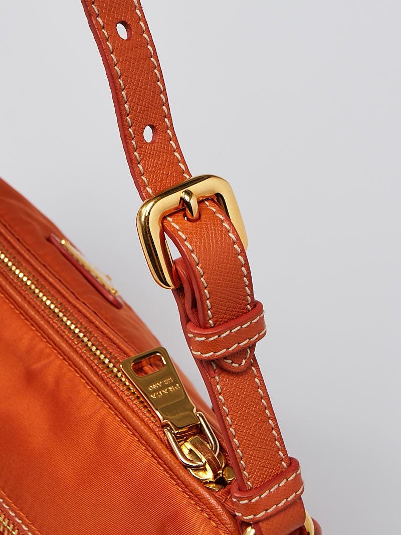 Prada Orange Tessuto Nylon and Saffiano Leather Shoulder Bag - Yoogi's  Closet