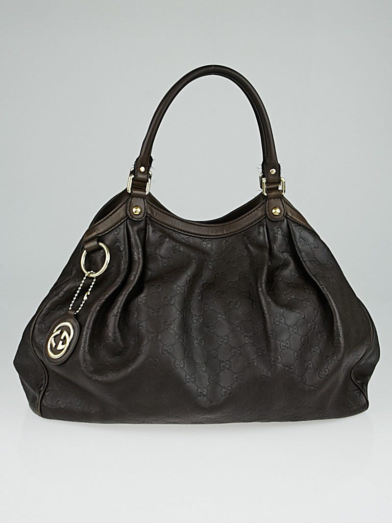 Gucci Black Leather Embossed XL Tote Bag - Yoogi's Closet