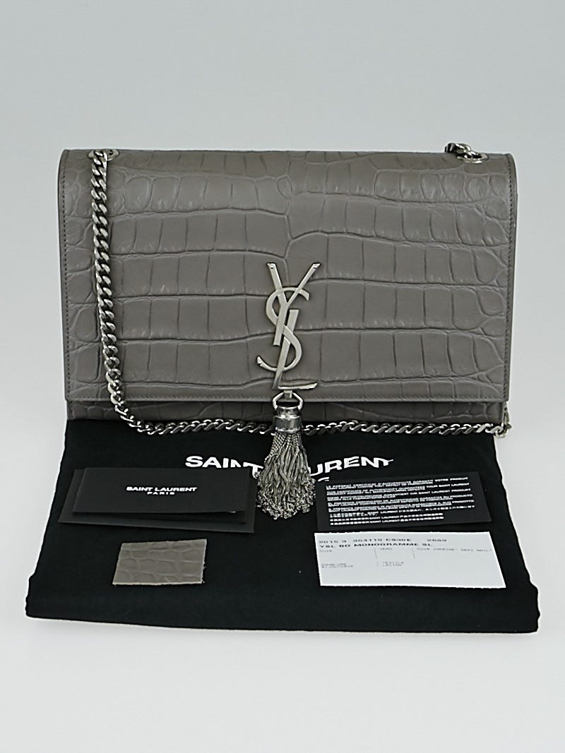 Kate medium with tassel in embossed crocodile shiny leather hot sale