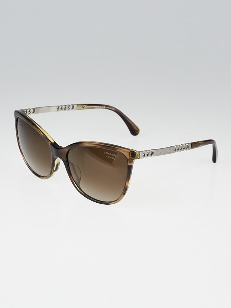 CHANEL Chain Polarized Sunglasses 5352-A Black 1303195