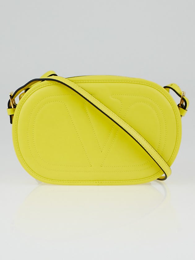 Valentino Yellow Leather Logo-Go Bag