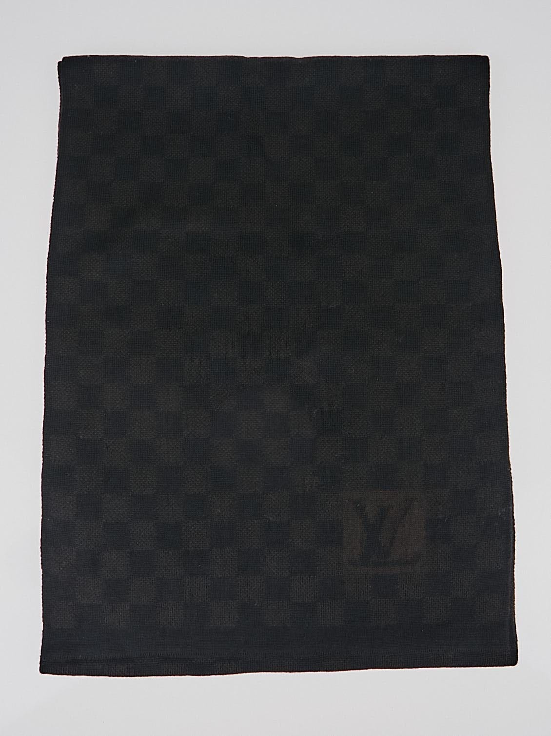 Louis Vuitton Grey/Brown Petit Damier Wool Scarf - Yoogi's Closet