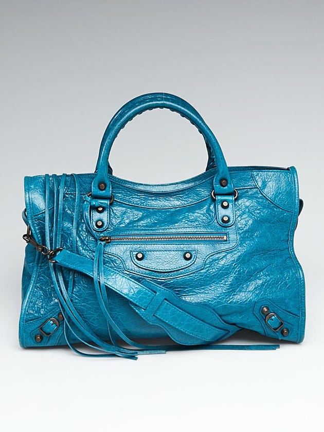 Balenciaga Lagon Lambskin Leather Motorcycle City Bag