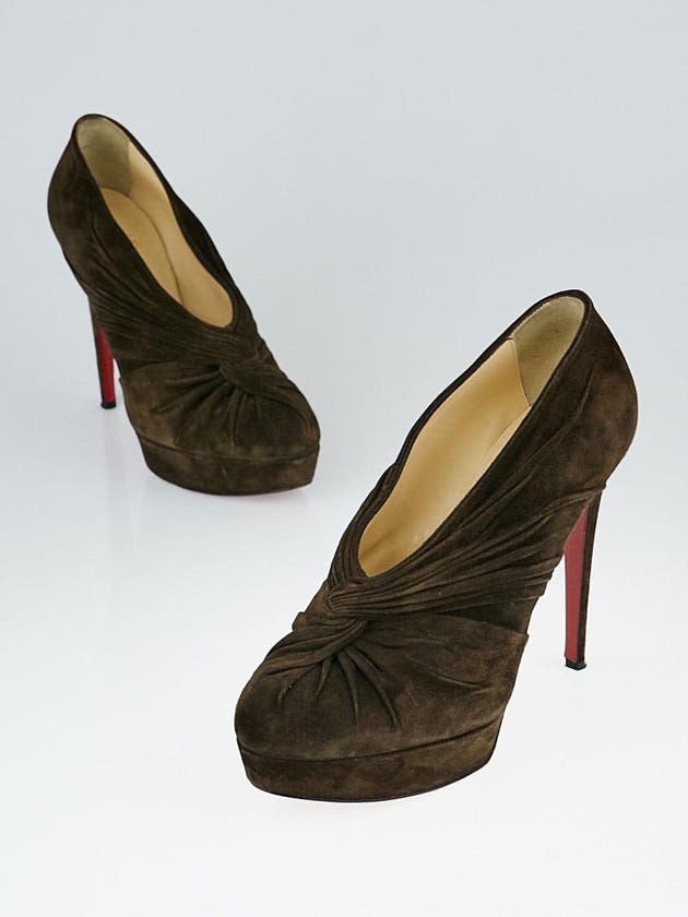 Christian Louboutin Brown Suede Fastwist 140 Ankle Boots Size 11.5/42