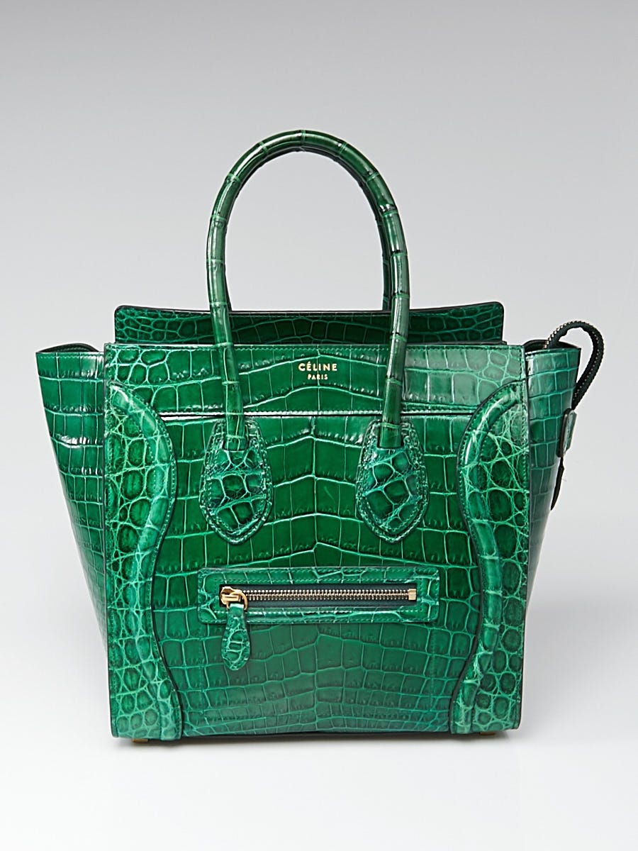 Celine Green Crocodile Micro Luggage Tote Bag - Yoogi's Closet