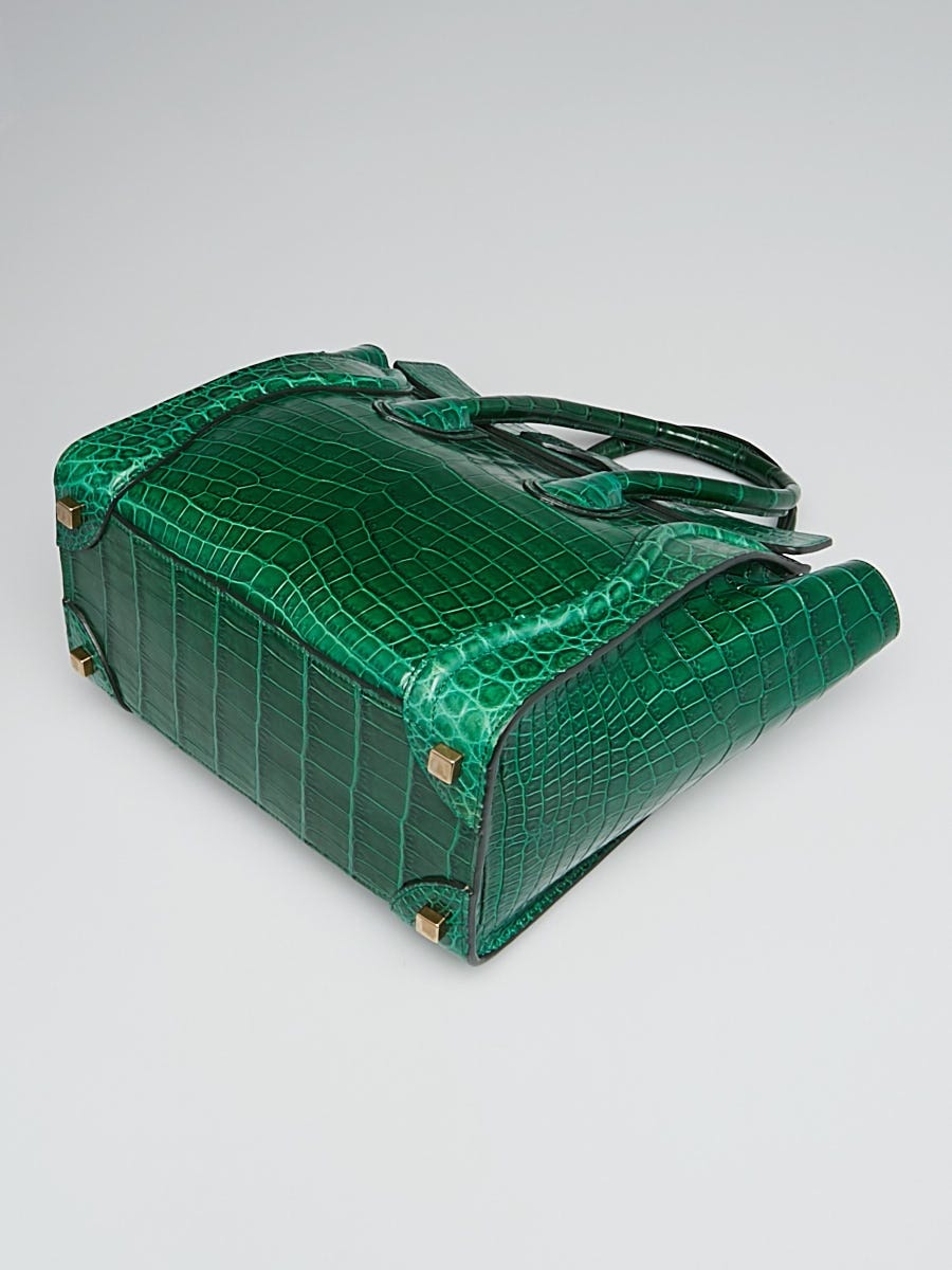 Hermes Shoulder Bag, crocodile leather vibrant green