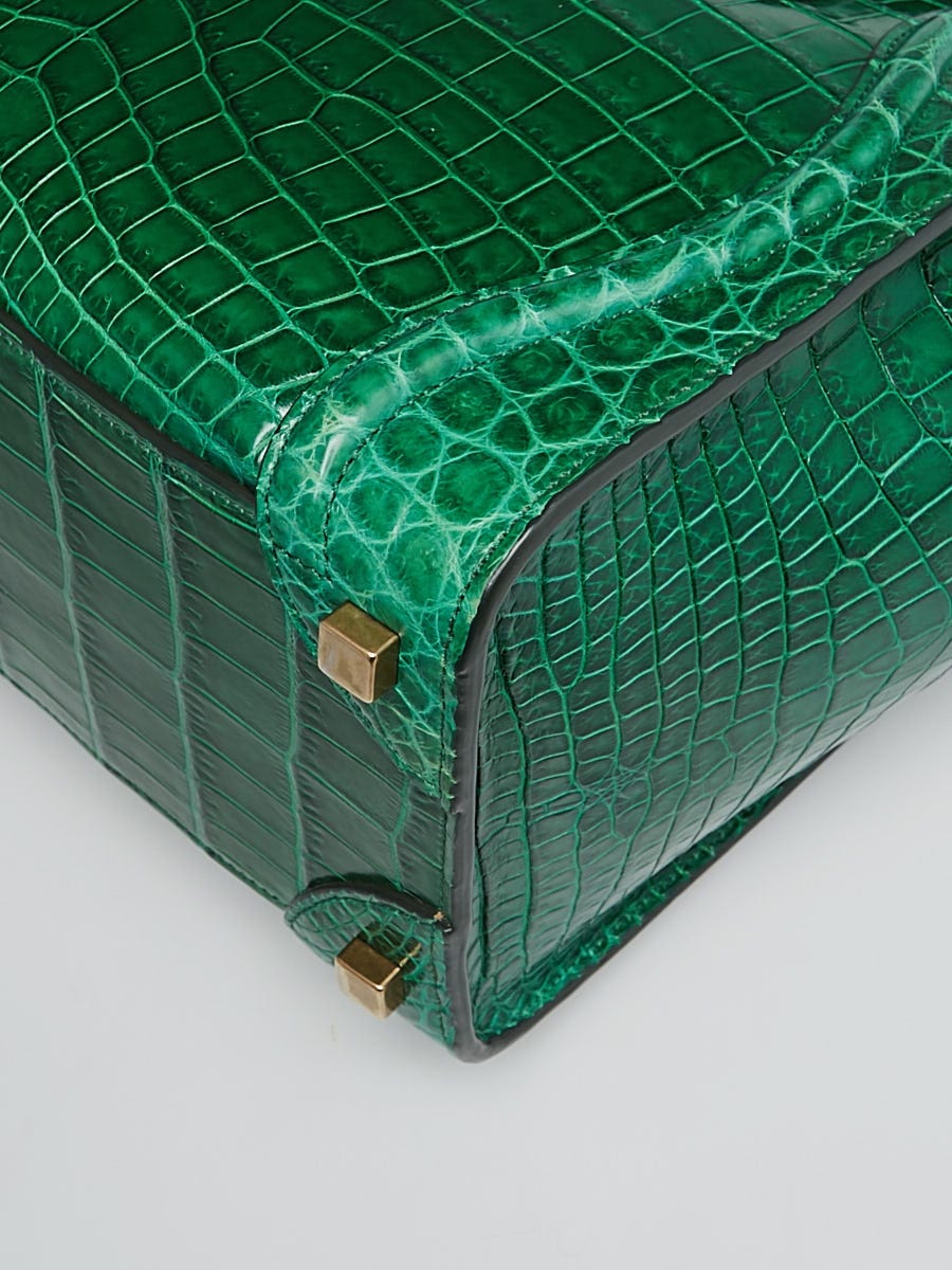 Celine Green Crocodile Micro Luggage Tote Bag - Yoogi's Closet