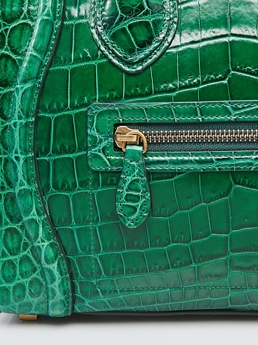 Celine Green Crocodile Micro Luggage Tote Bag - Yoogi's Closet