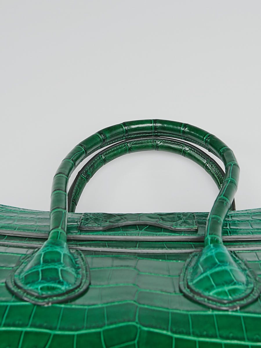 Hermes Shoulder Bag  crocodile leather vibrant green