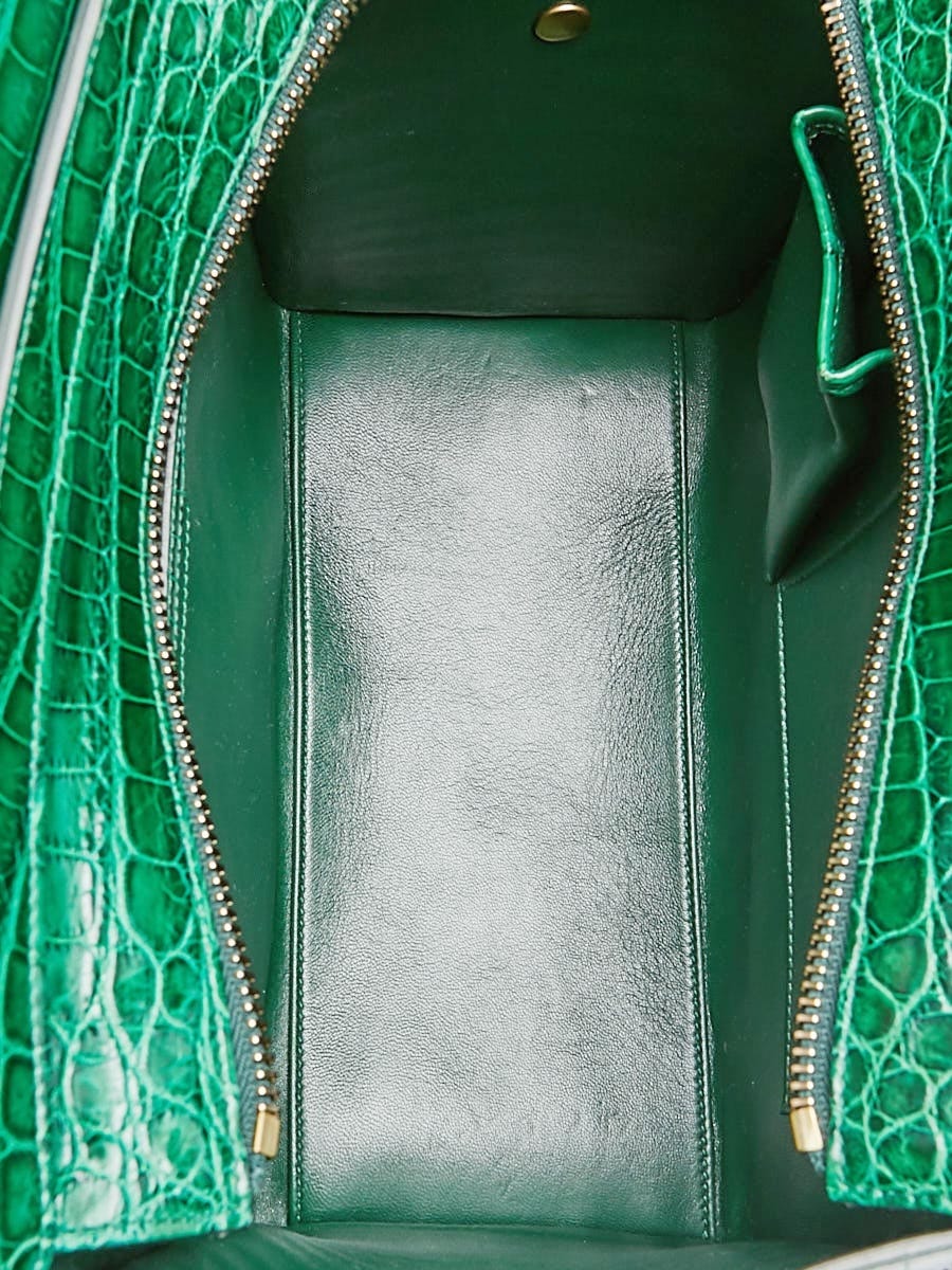 CELINE Emerald green CROCODILE MINI BELT Shoulder Bag