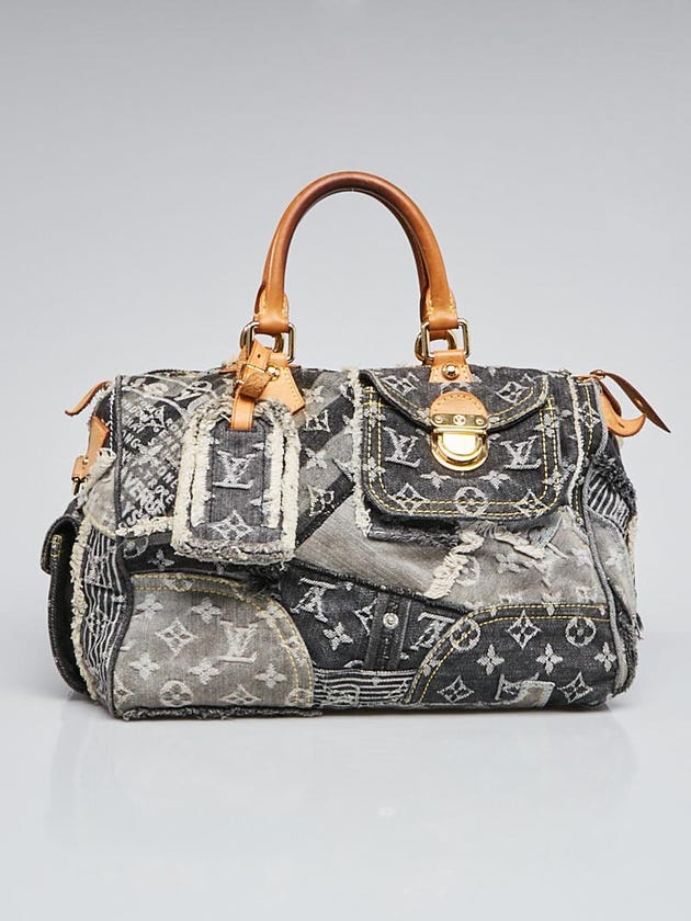 Louis Vuitton Limited Edition Grey Denim Monogram Denim Patchwork Speedy Bag