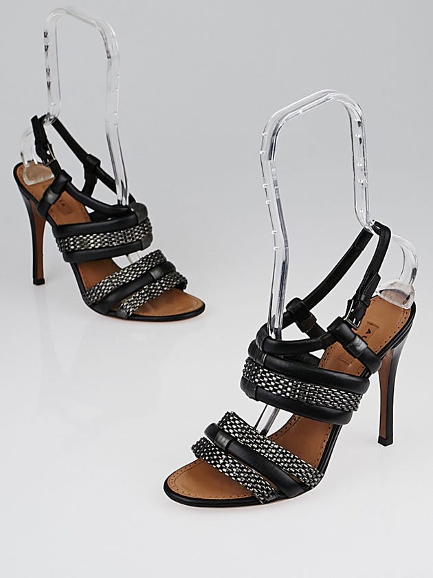 Alaïa Black Leather and Chain Strappy Sandals Size 6.5/37