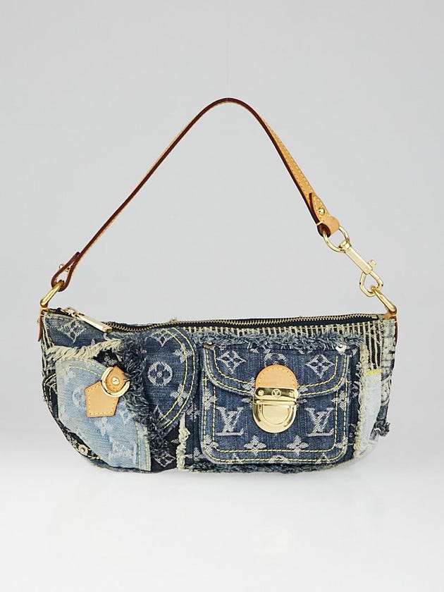 Louis Vuitton Limited Edition Blue Monogram Denim Patchwork Pouchy Bag