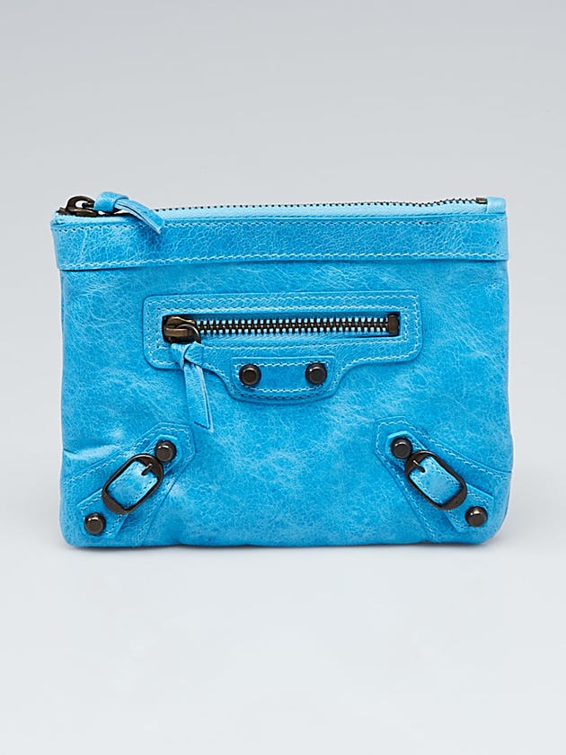 Balenciaga Cyclade Lambskin Leather Classic Porte Monnaie Zip Coin Purse