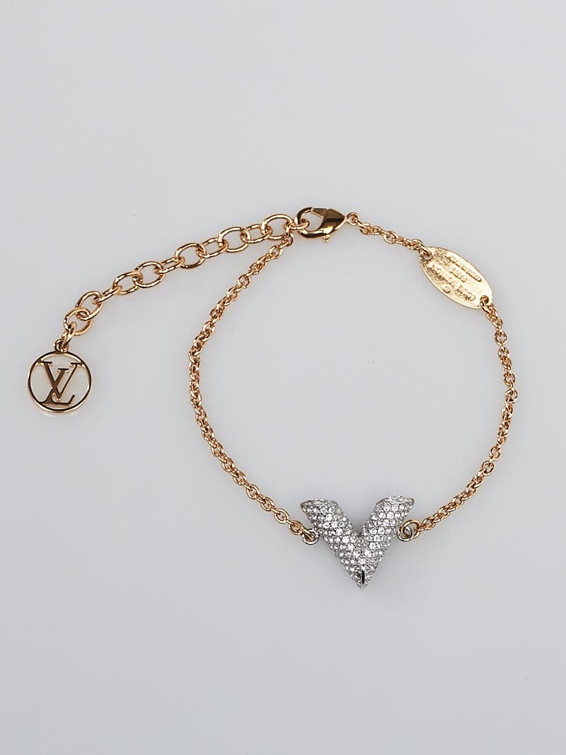 Louis Vuitton Goldtone and Strass V Essential Bracelet - Yoogi's Closet
