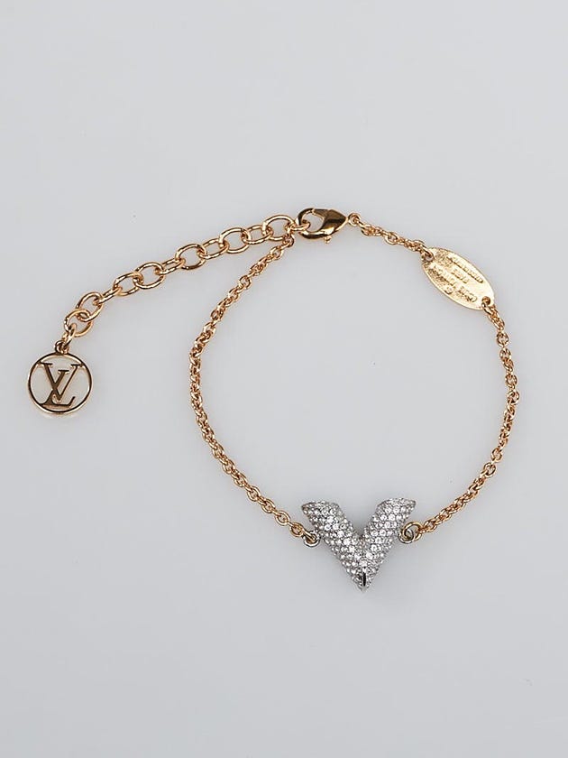 Louis Vuitton Goldtone and Strass V Essential Bracelet