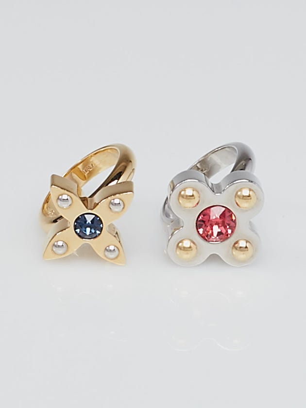 Louis Vuitton Silvertone/Goldtone Monogram Sweet Flower Ring Set Size S/5.5