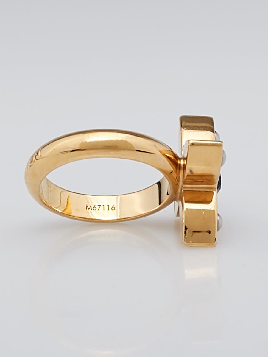 Louis Vuitton Silvertone/Goldtone Monogram Sweet Flower Ring Set