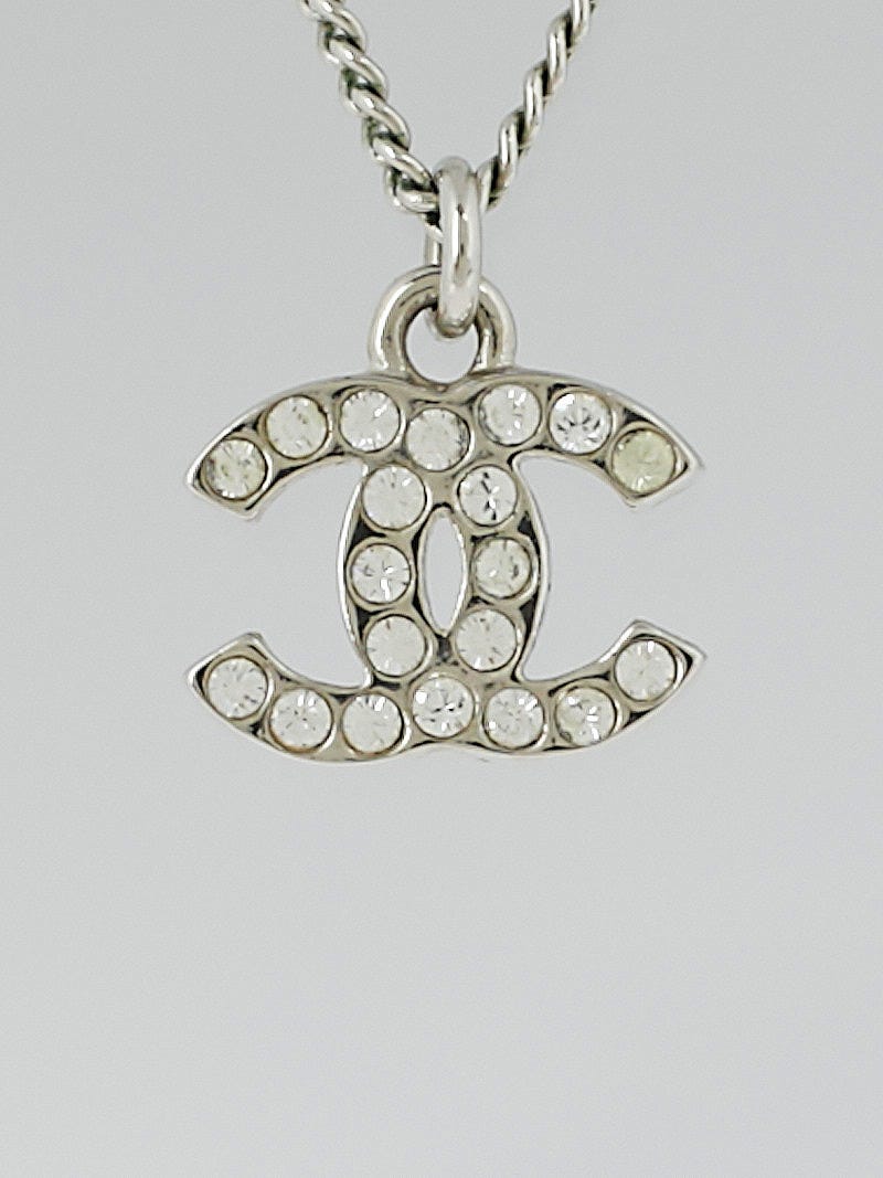 Chanel Swarovski Crystal CC Logo Small Pendant Necklace - Yoogi's Closet