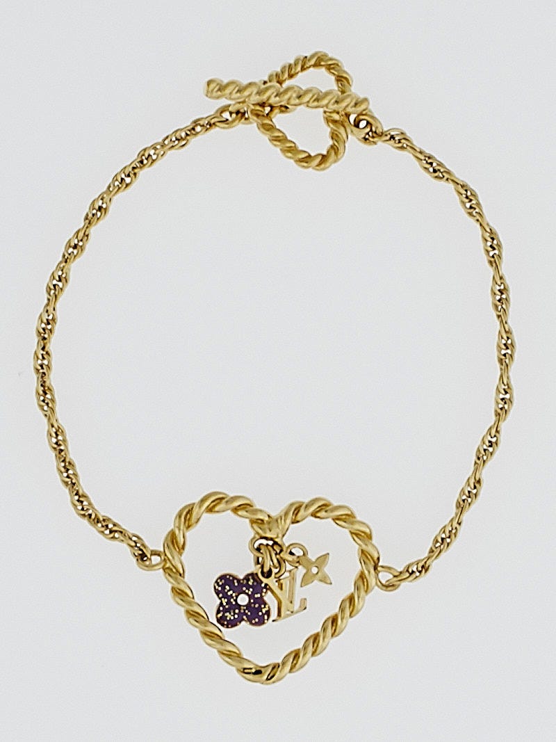 Louis Vuitton Goldtone Monogram Sweet Charm Heart Bracelet