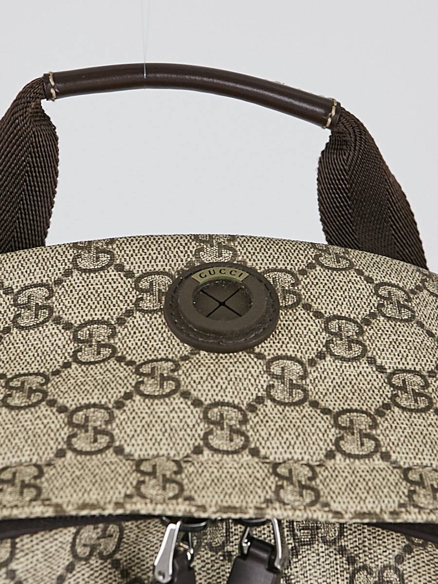 Gucci Beige/Ebony GG Coated Canvas Backpack Bag | Yoogi's Closet Gucci Beige/Ebony GG Coated Canvas Backpack Bag | Yoogi's Closet
