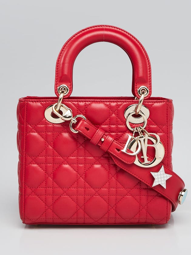 Christian Dior Red Cannage Quilted Lambskin Leather My Lady Dior Bag
