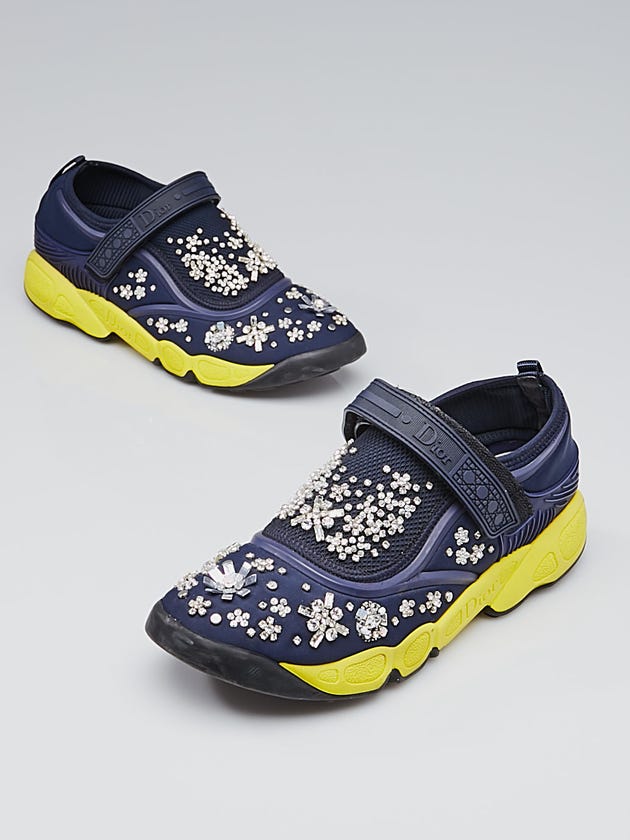 Christian Dior Black Technical Fabric Embellished Fusion Sneakers Size 8/38.5