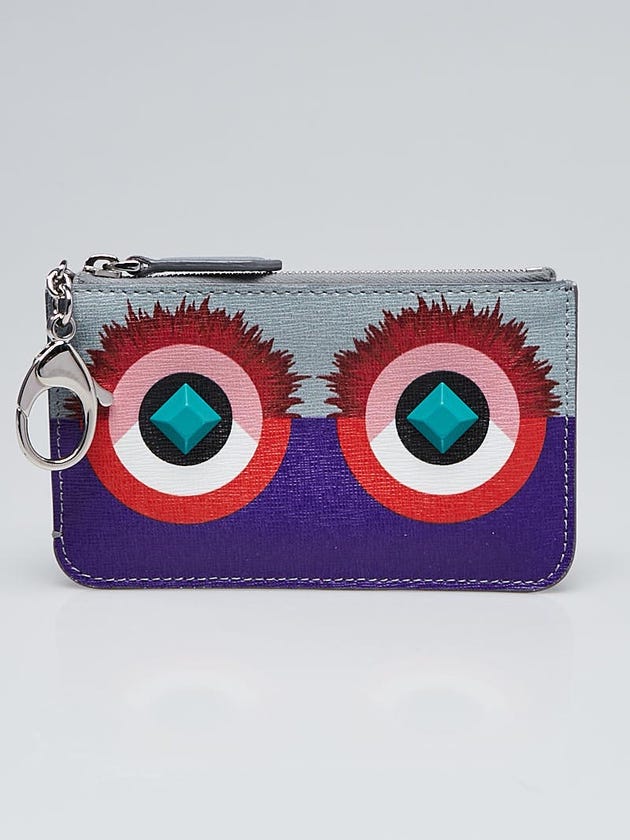 Fendi Leather Purple Monster Eyes Pochette Cles Key and Change Holder 8AP151