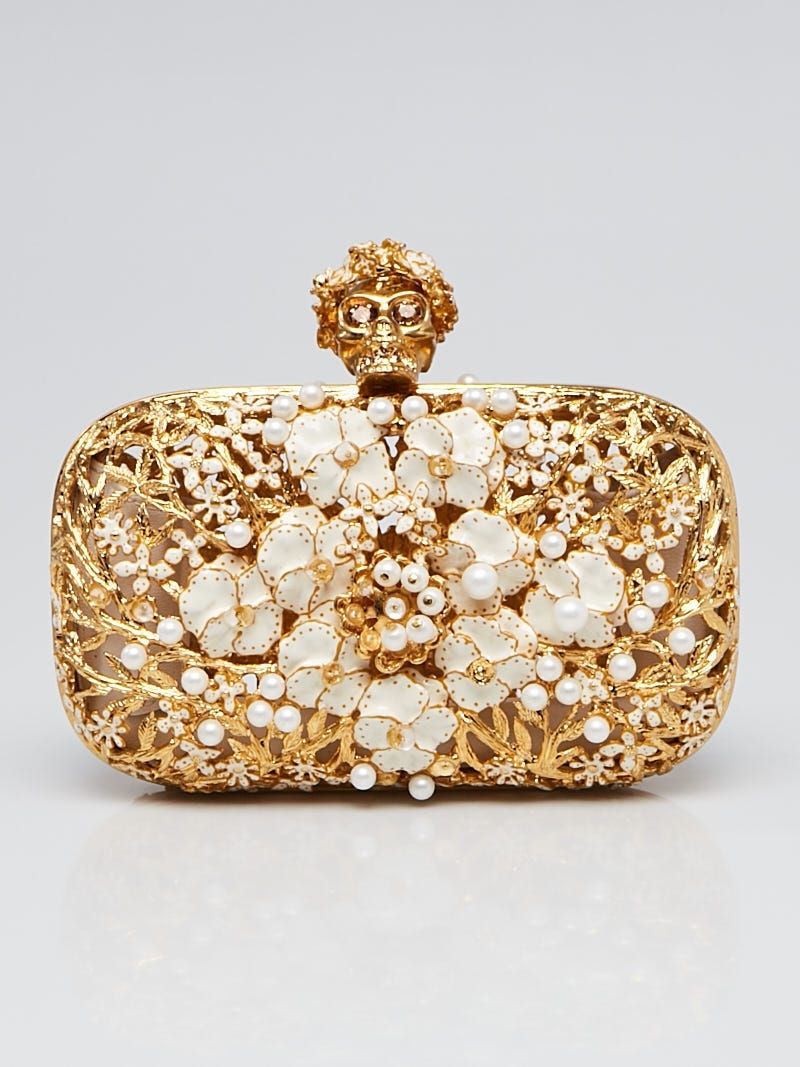 Alexander mcqueen gold clutch deals