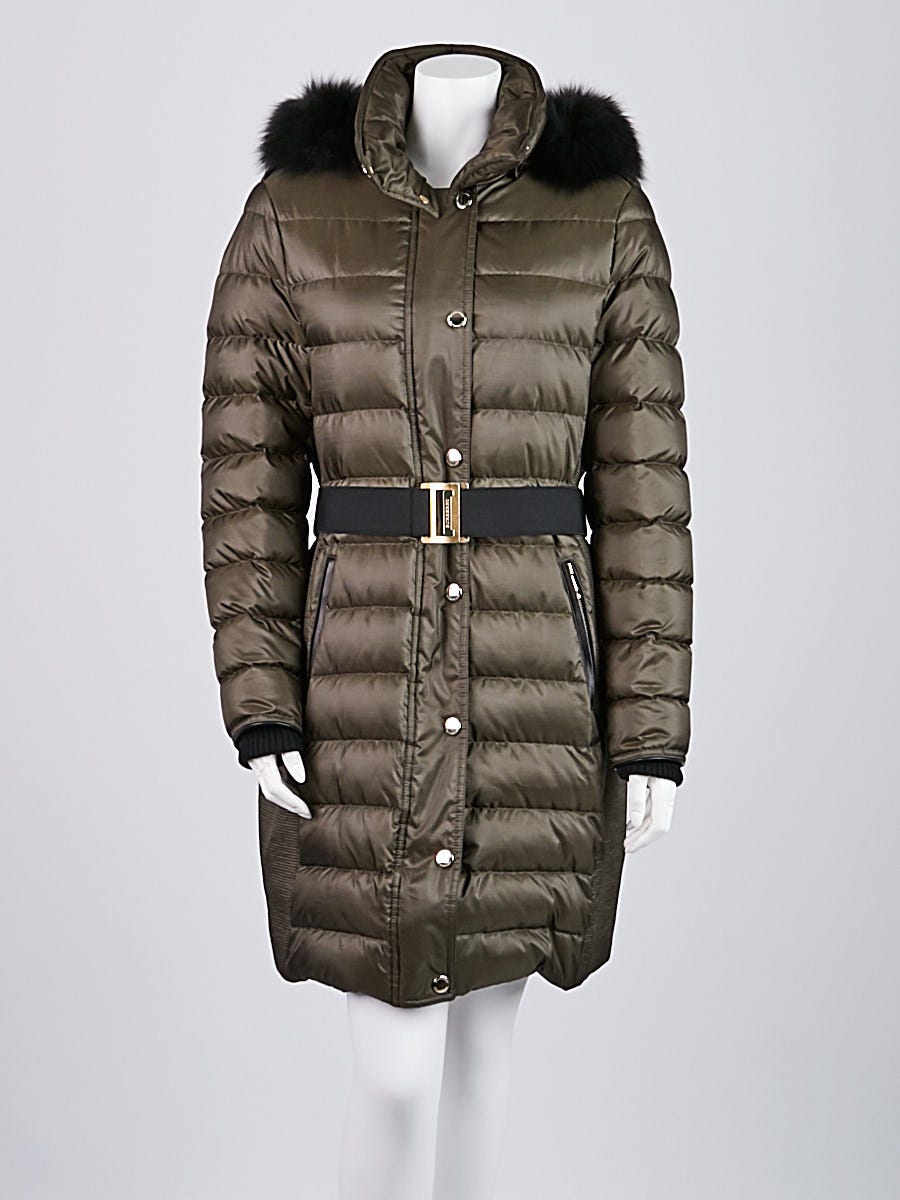 Louis Vuitton Grey Wool and Fox Fur Coat Size 10/42 - Yoogi's Closet