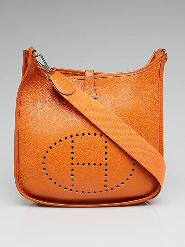 Hermes Orange Clemence Leather Evelyne II PM Bag