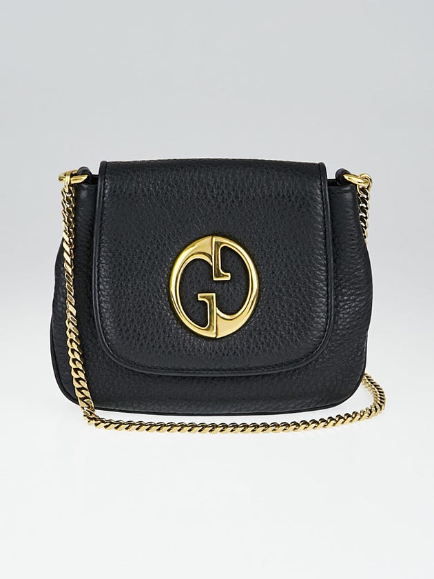 Gucci Black Pebbled Leather '1973' Small Shoulder Bag