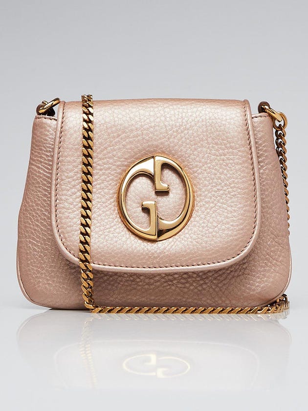 Gucci Rose Gold Pebbled Leather '1973' Small Shoulder Bag