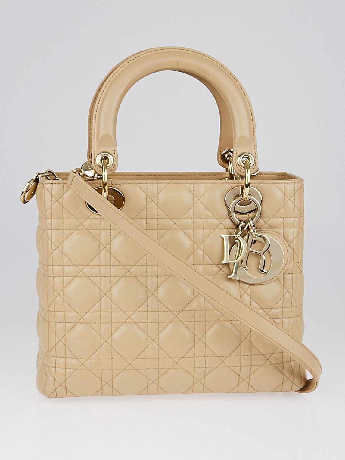 Medium Lady Dior Bag Beige Cannage Lambskin