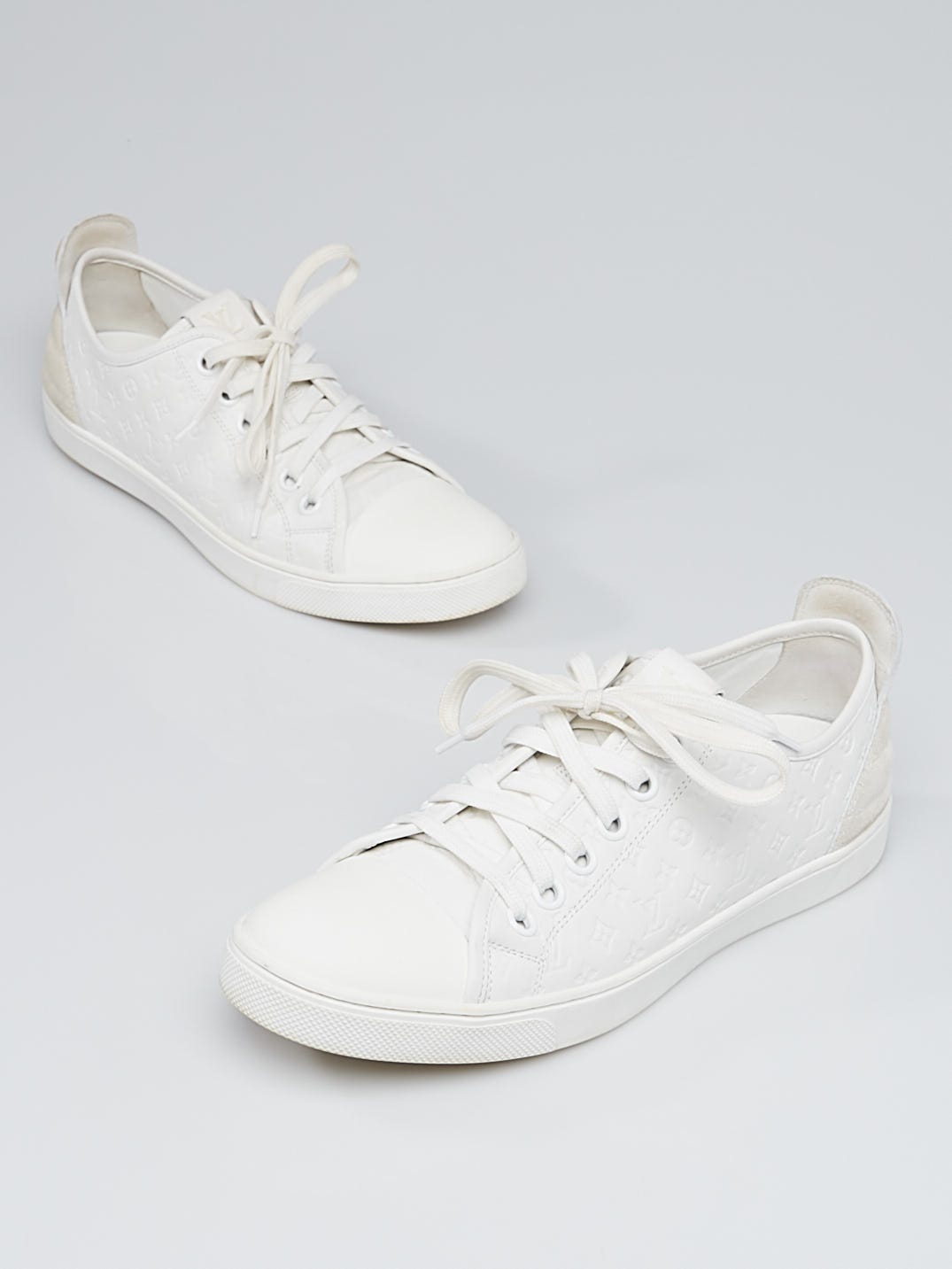 Louis Vuitton White Monogram Calfskin Leather Punchy Sneakers Size 8.5/39 -  Yoogi's Closet