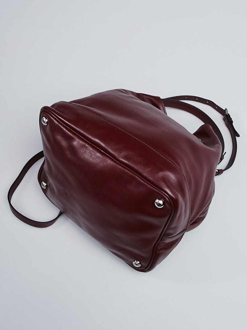 Prada Granato/Rubino Soft Calf Leather Cinch Bucket Bag  display picture 3